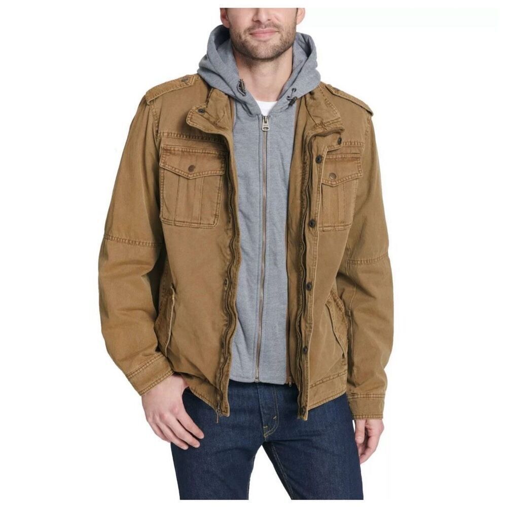 Levi’s Mens Stretch Twill Quilted Jacket in Worker Brown sz XL